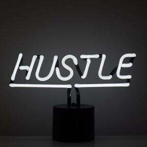 Amped & Co White Neon 'Hustle' Sign. Table lamp